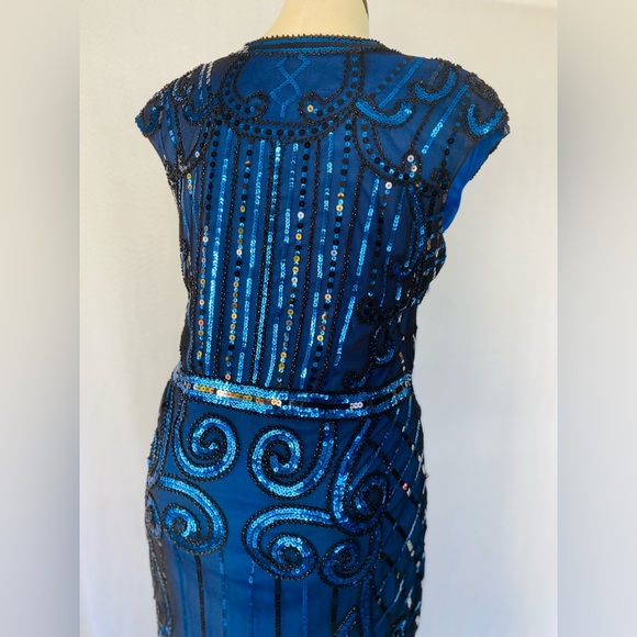 Blue sequined flapper dress - Picture 2 of 8